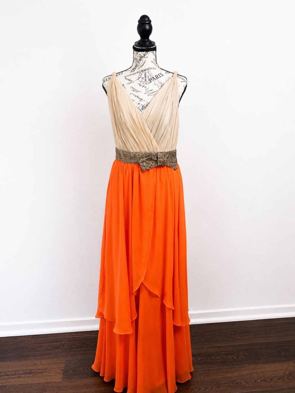 Project Runway All Stars by Korto Orange Chiffon Formal Gown Size 8